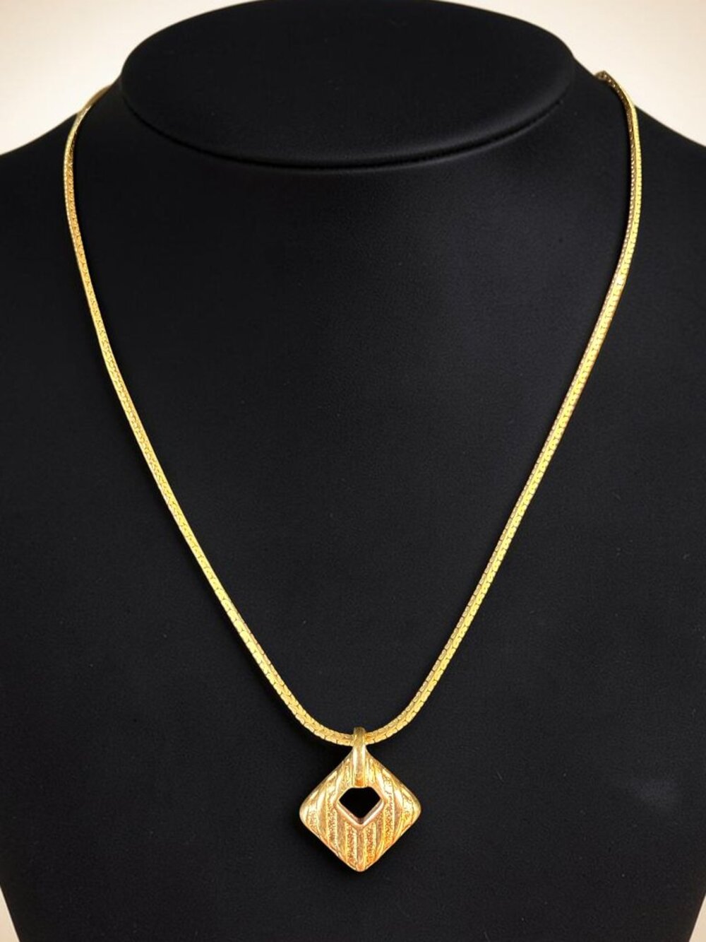 Christian Dior Vintage Germany Geometric Pendant Necklace with COA